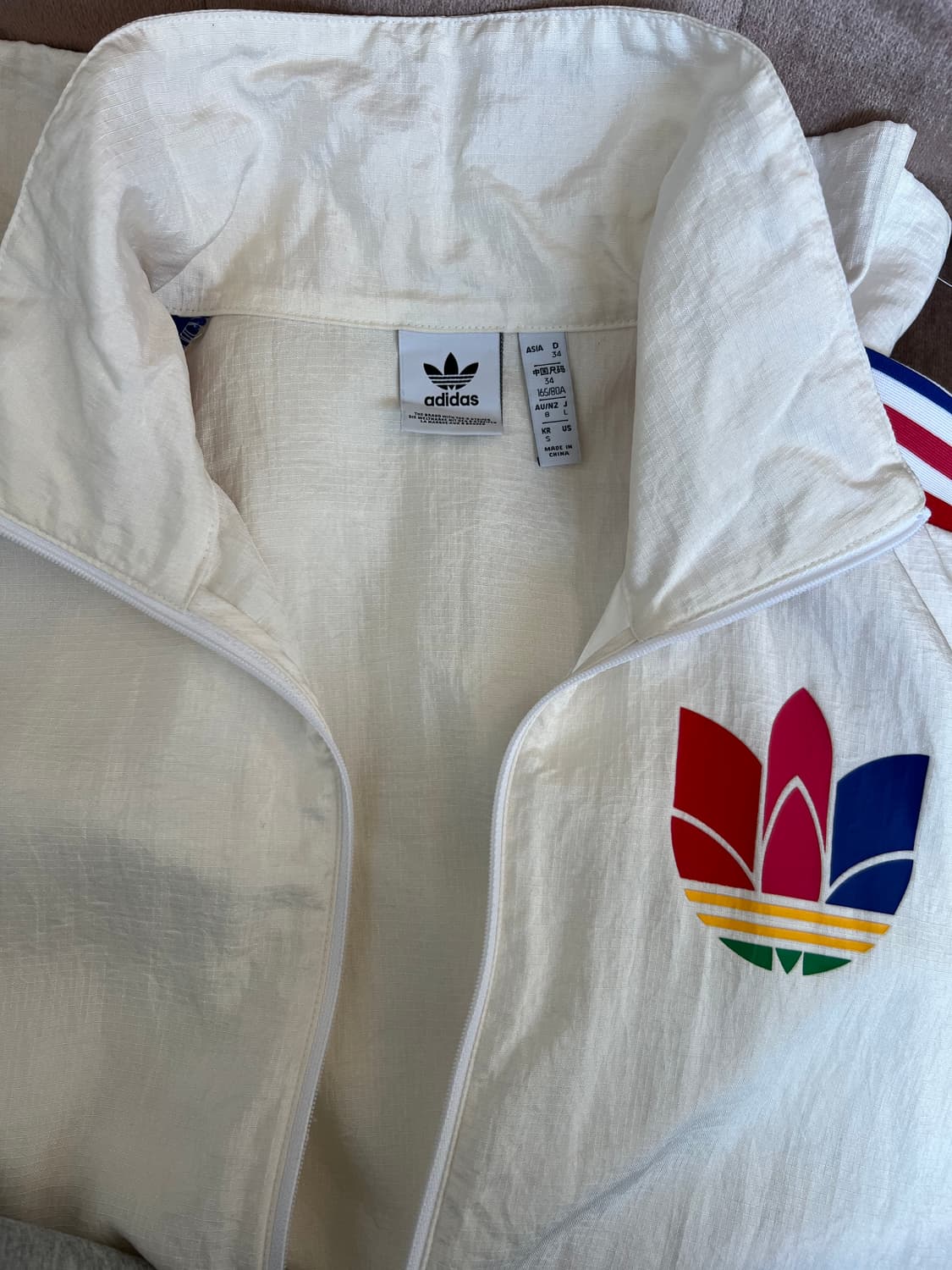 아디다스 여성 아이보리 트레포일 반집업 아노락바람막이  상품이미지7