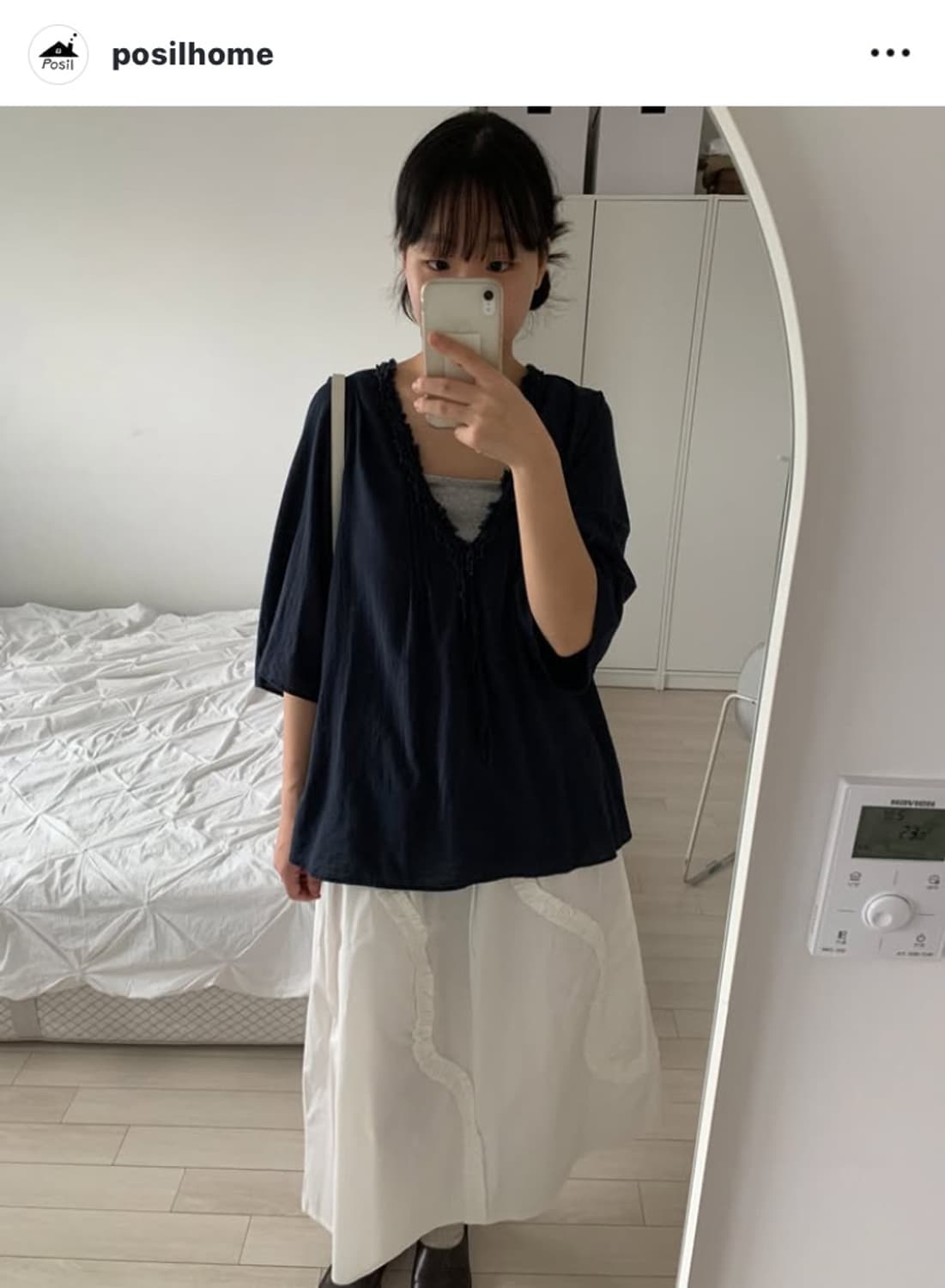 포실홈 아오이 유우 네이비 블라우스  상품이미지1