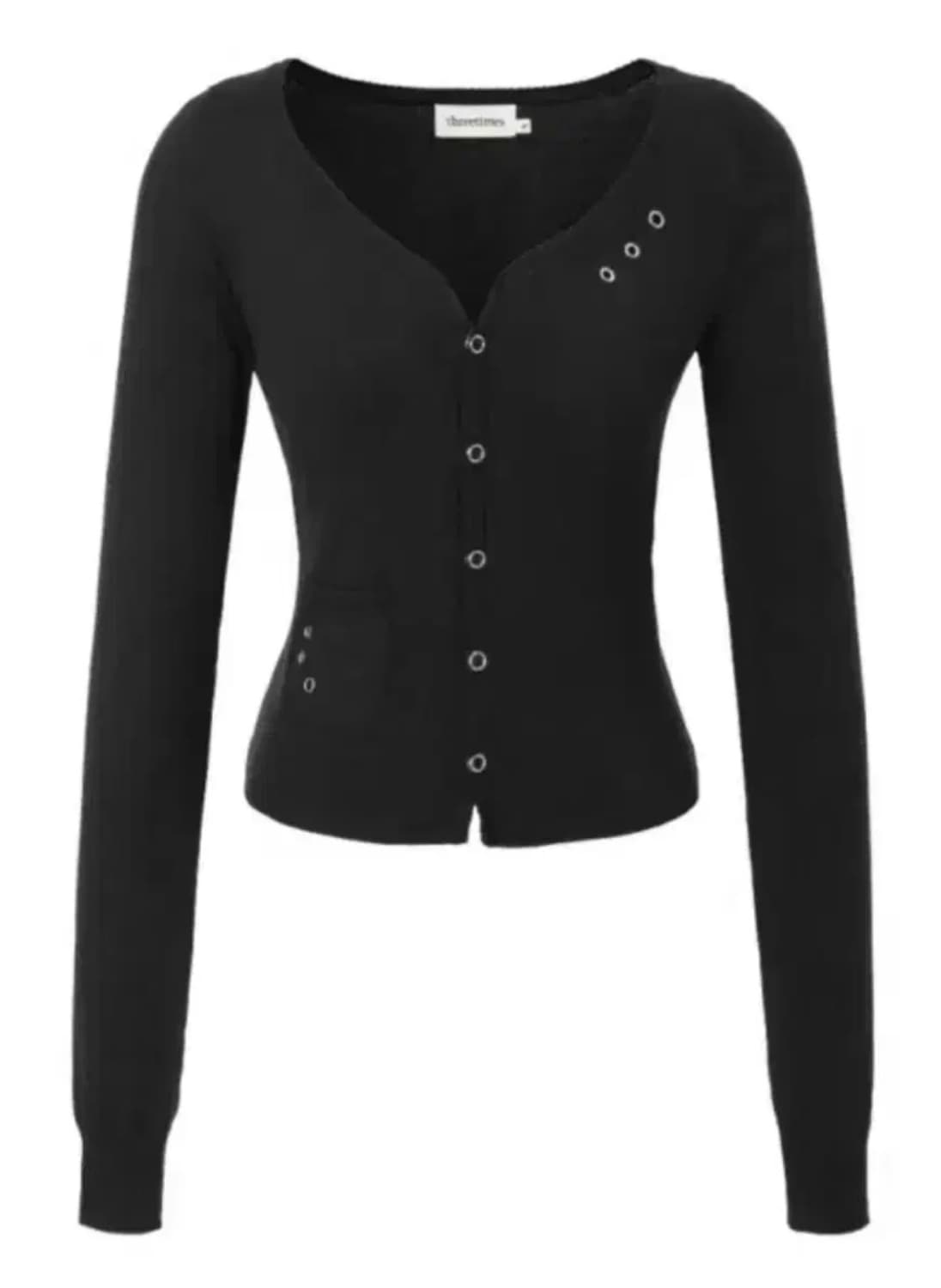 쓰리타임즈 메이 아일렛 가디건 블랙 s 상품이미지1