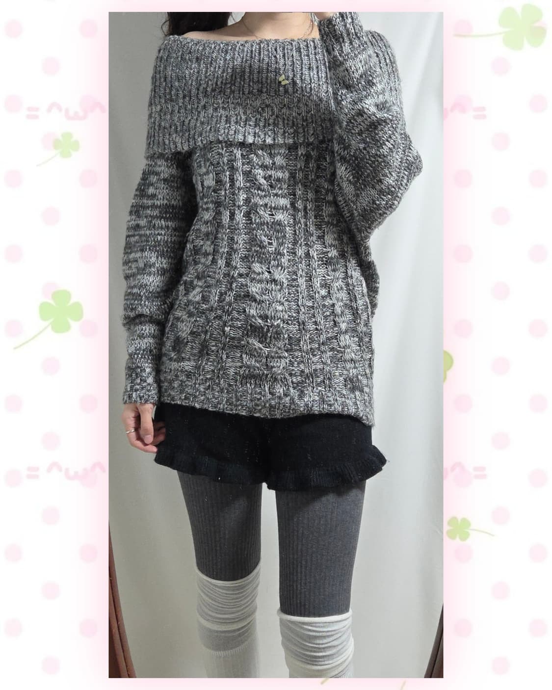 PUMPKIN 챠콜 오레오 보카시 오프숄더 니트 상품이미지2