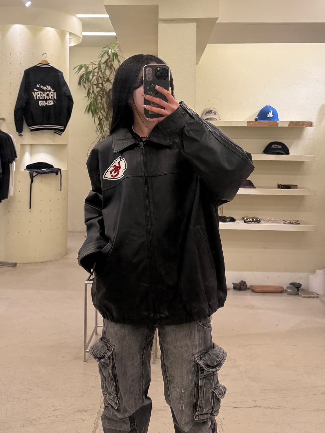 빈티지 캔사스 시티 리얼레더 자켓 U676 상품이미지1