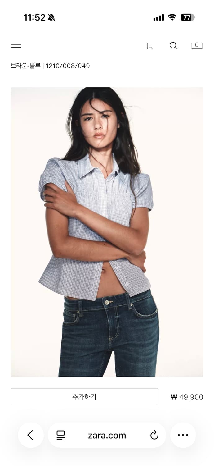ZARA 체크 포플린 셔츠 새상품 상품이미지1