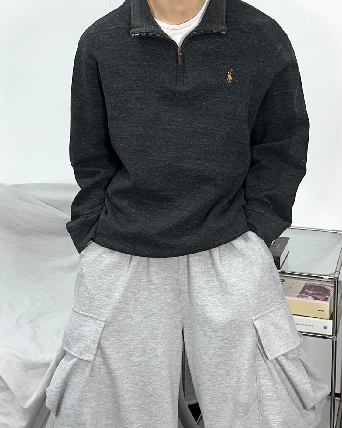 폴로 랄프로렌 차콜 멀티포니 니트 하프집업 L 상품이미지1