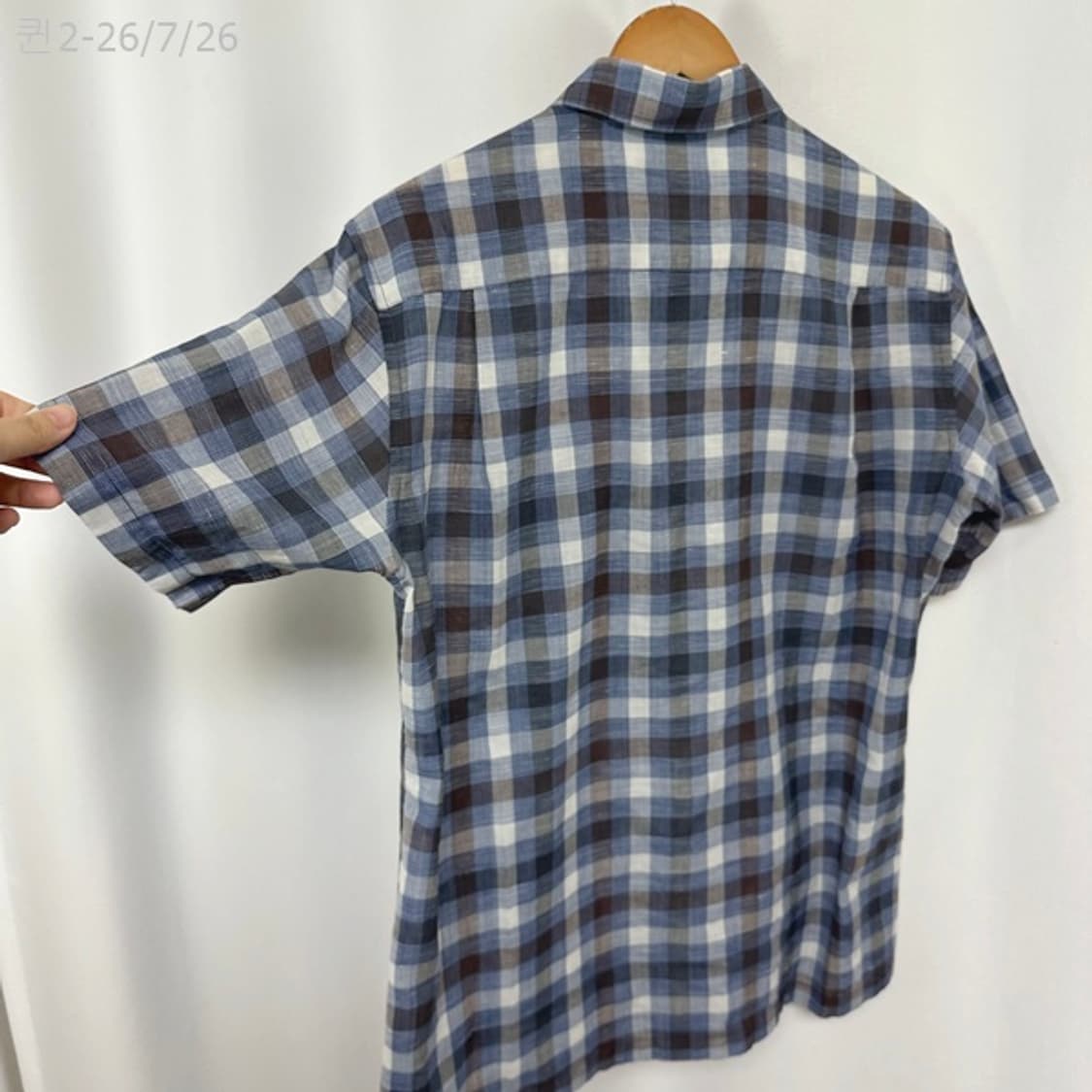 
닥스 남자 체크 반팔셔츠 남방 블루 105 상품이미지9