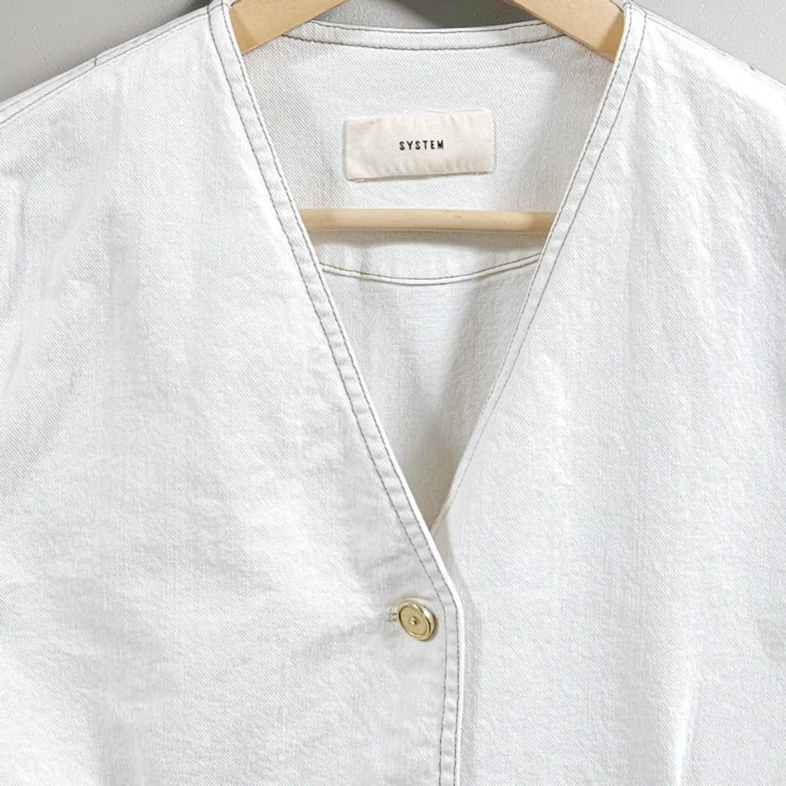 여성66 SYSTEM 시스템 노카라 코튼 자켓 봄가을 상품이미지2