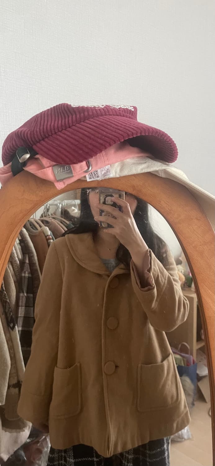 모리걸 빈티지 베이지 둥근카라 숏코트💛💗 상품이미지5