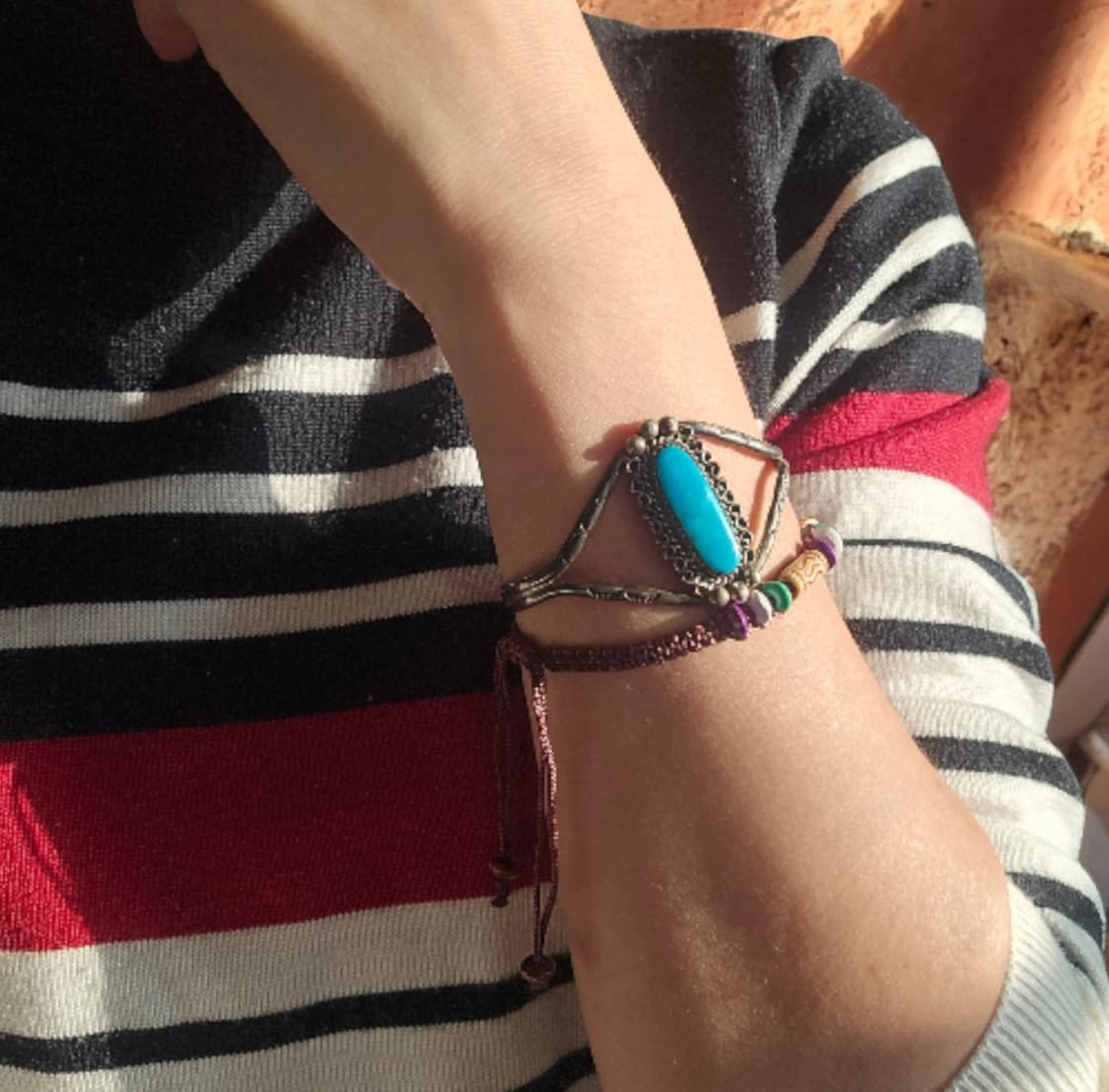 네이티브 아메리칸 오리지널 나바호 터키석 실버 뱅글 상품이미지3