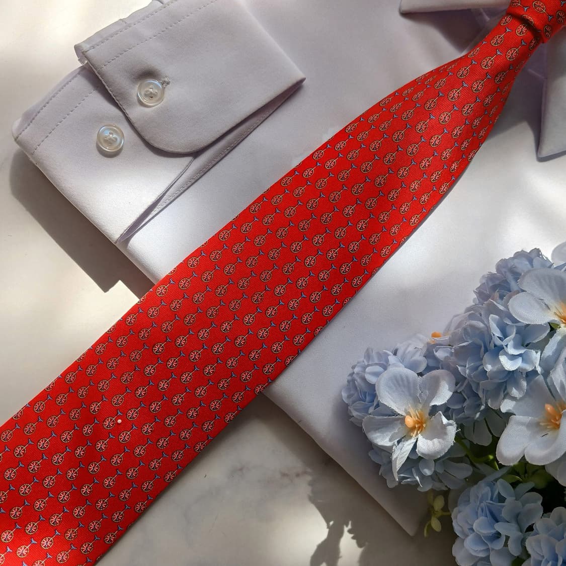 살바토레 페라가모 실크 레드 넥타이 8cm S~A+등급 E954 상품이미지5