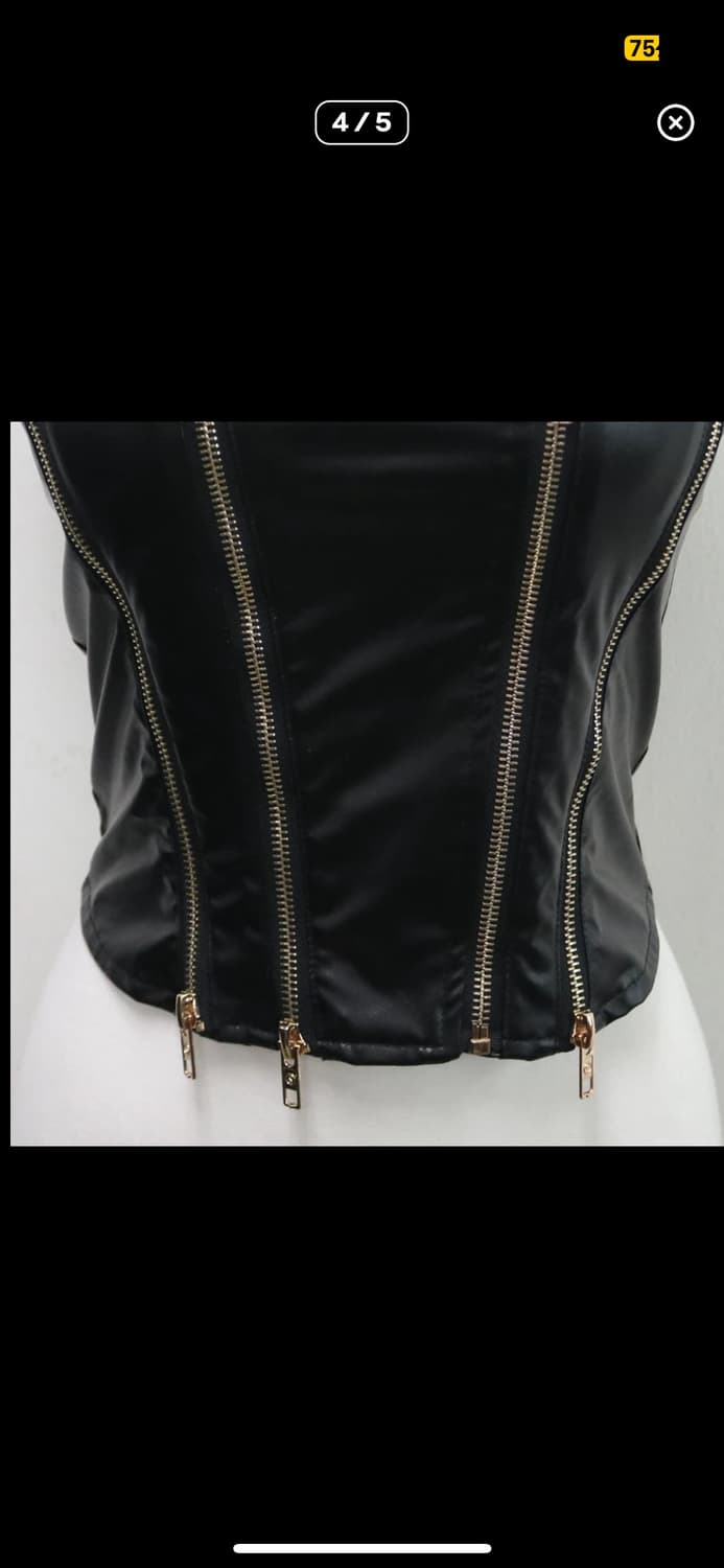 펑크 레더가죽 지퍼 튜브탑 나시  상품이미지4