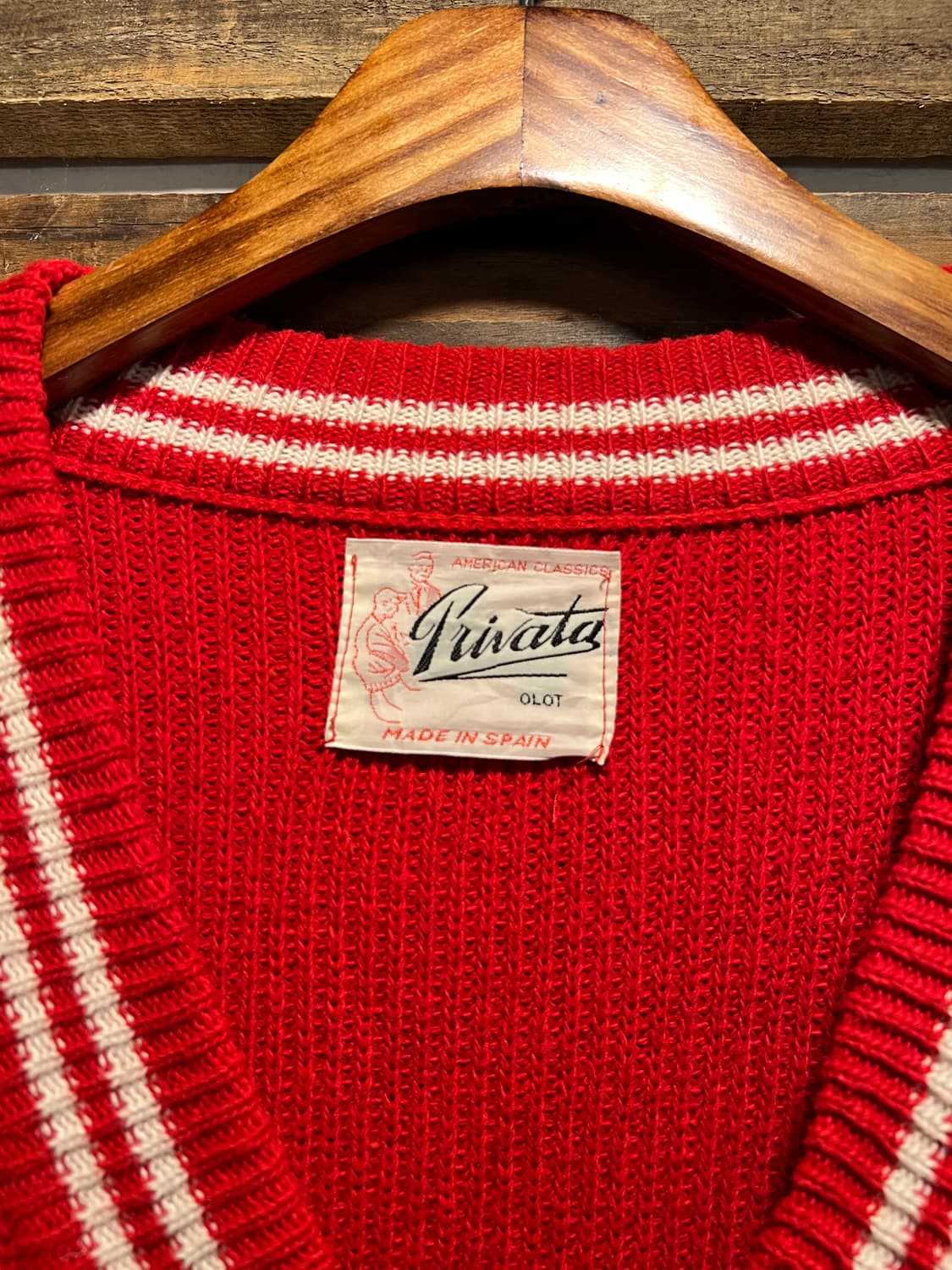 [L]6~70's 스페인제 레드 울 집업 가디건 상품이미지2