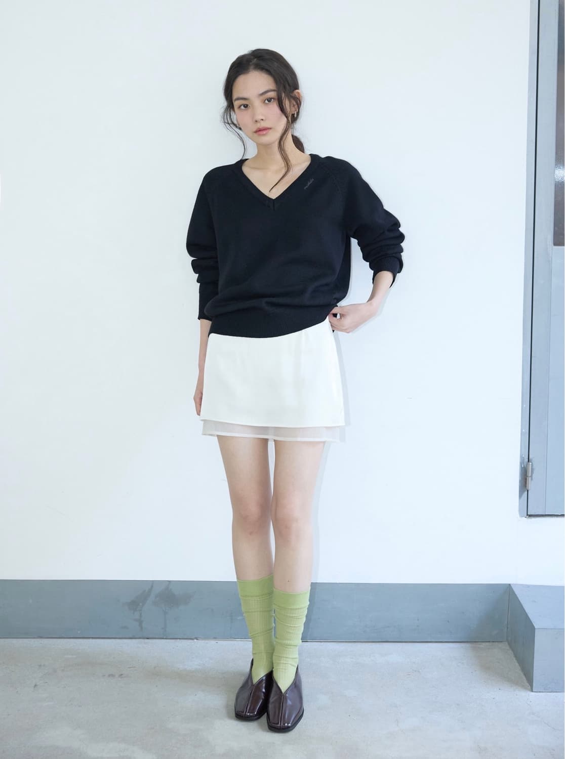 미치코런던 레이어드 새틴 미니 스커트  상품이미지4