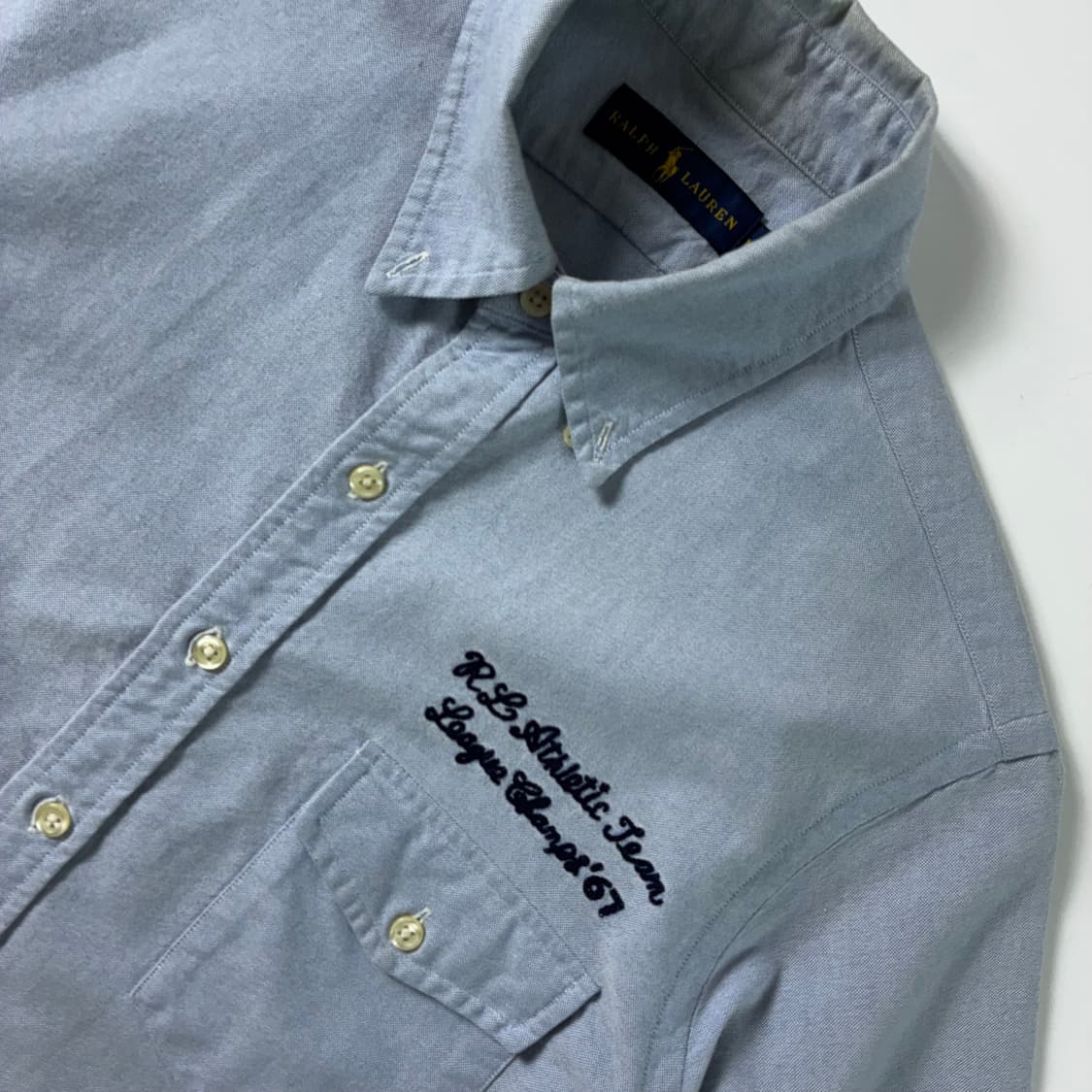 Polo  폴로 랄프로렌 자수 코튼 RL 팀리그 샴브레이 반팔 셔츠 상품이미지6