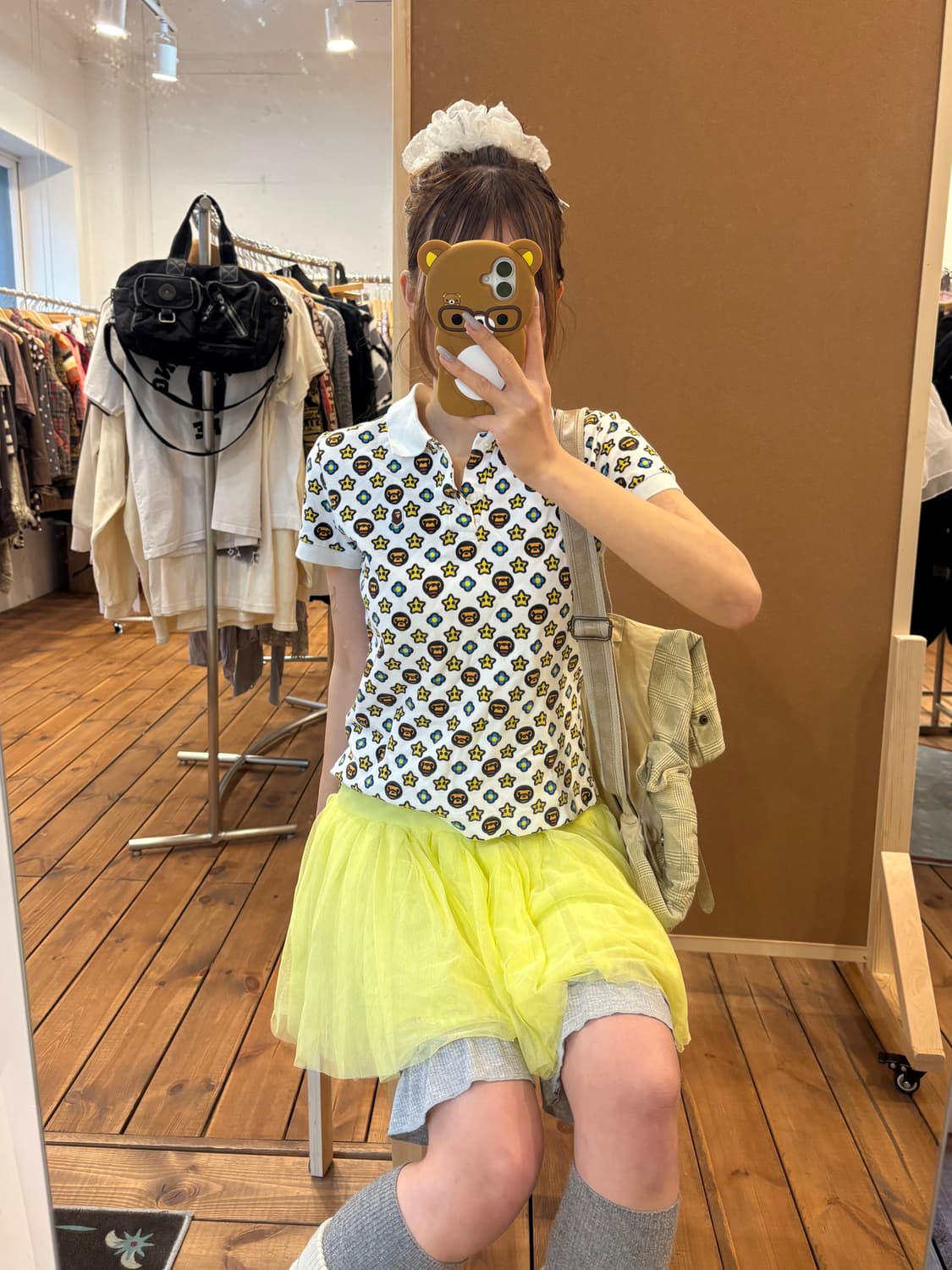 베이프 패턴 카라 반팔티 상품이미지3