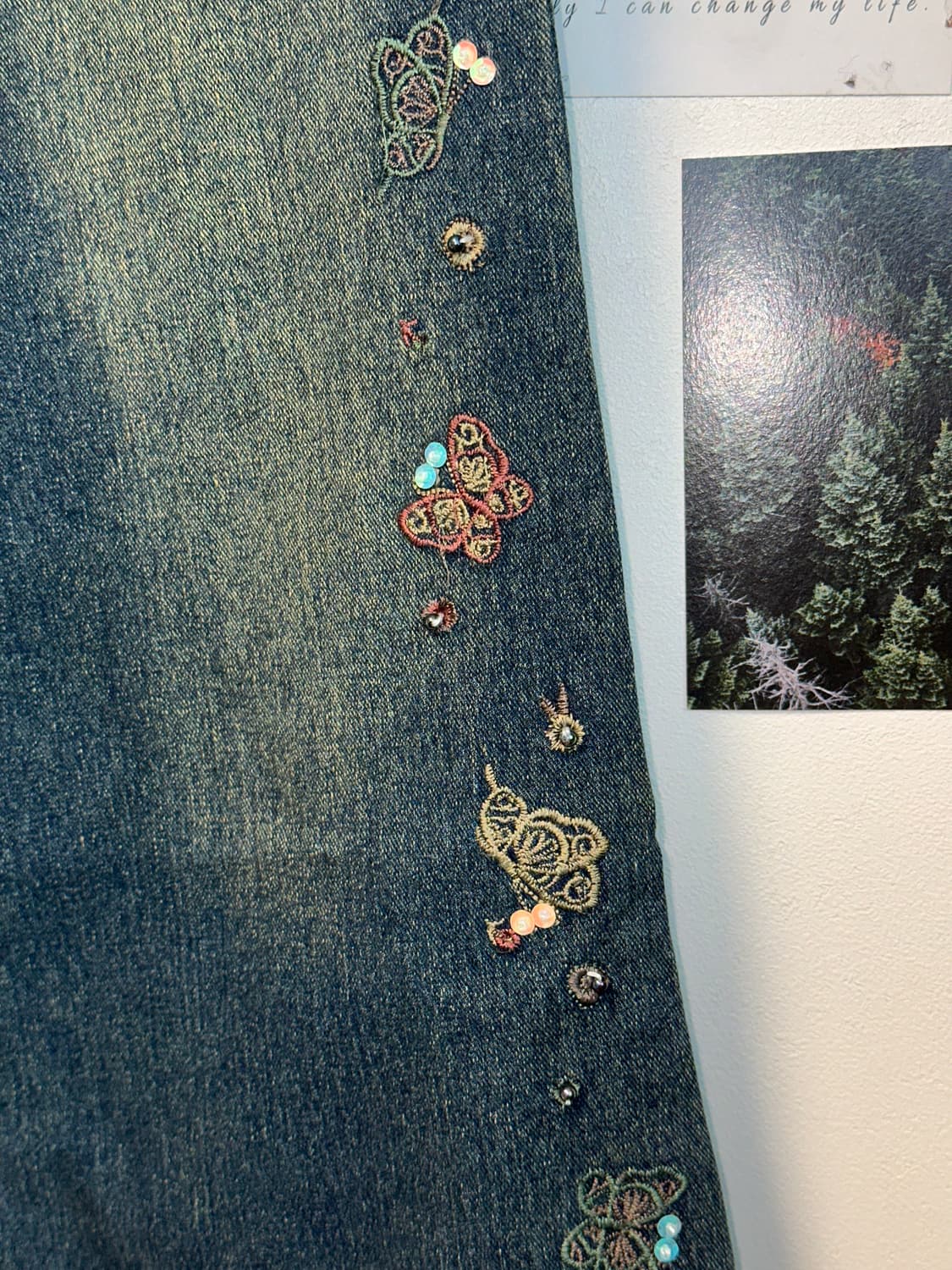 Washing denim butterfly 부츠컷팬츠 상품이미지6