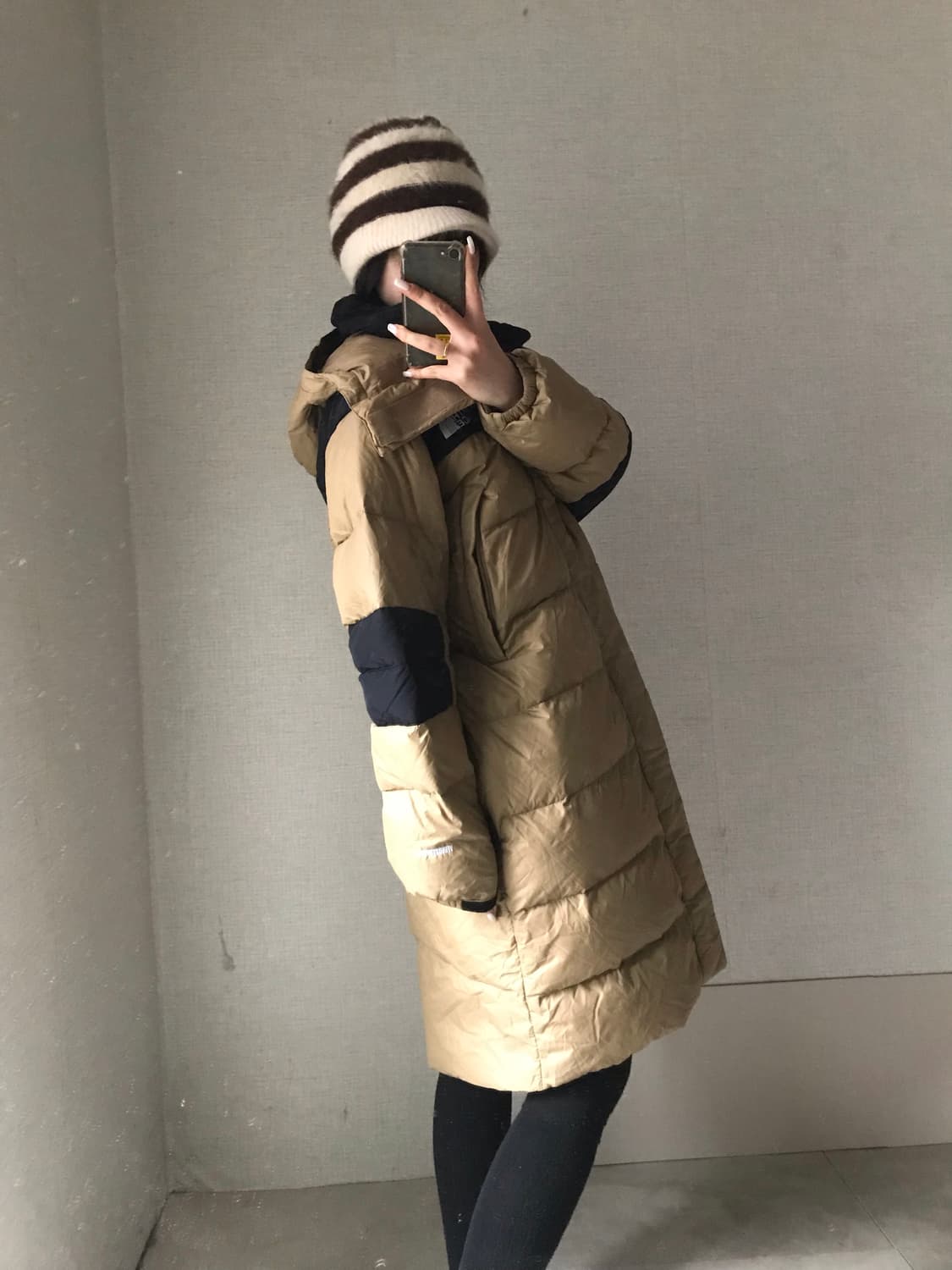 노페 베이지 롱패딩 상품이미지3