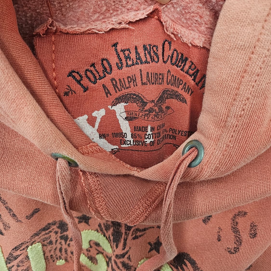 폴로진스 워싱 후드티 레드 상품이미지4