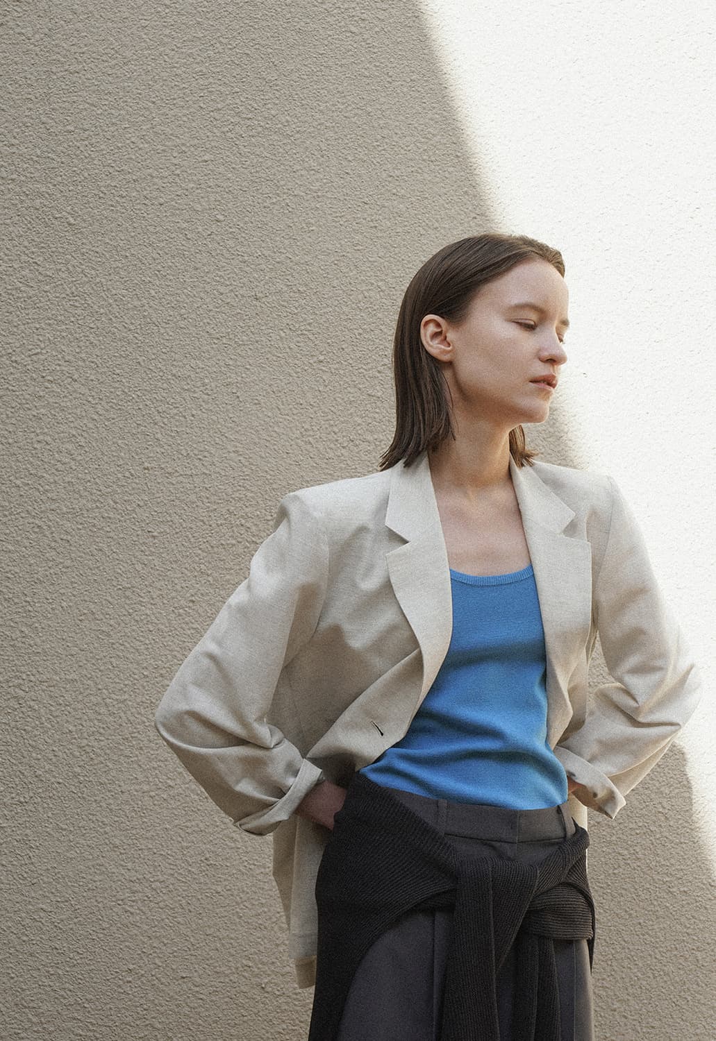 아뜰리에나인 나인 오트밀 보카시 린넨 카라 자켓 F 상품이미지3