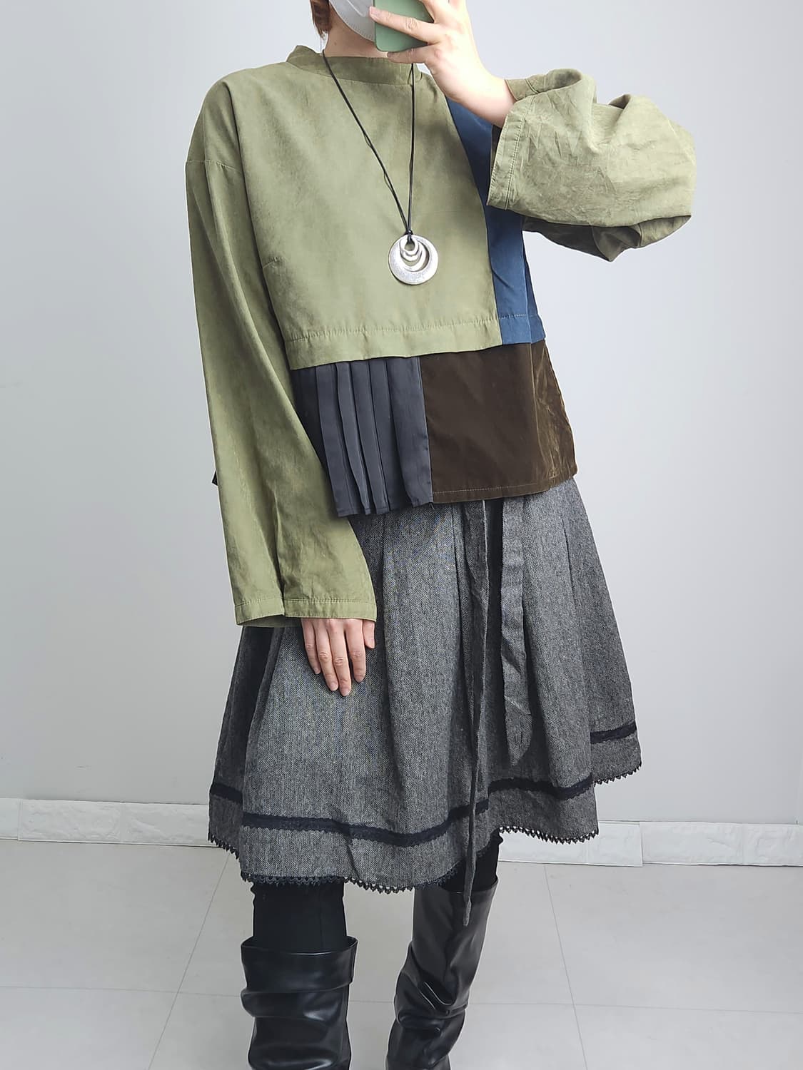 레이어드 플리츠 블라우스 상품이미지2