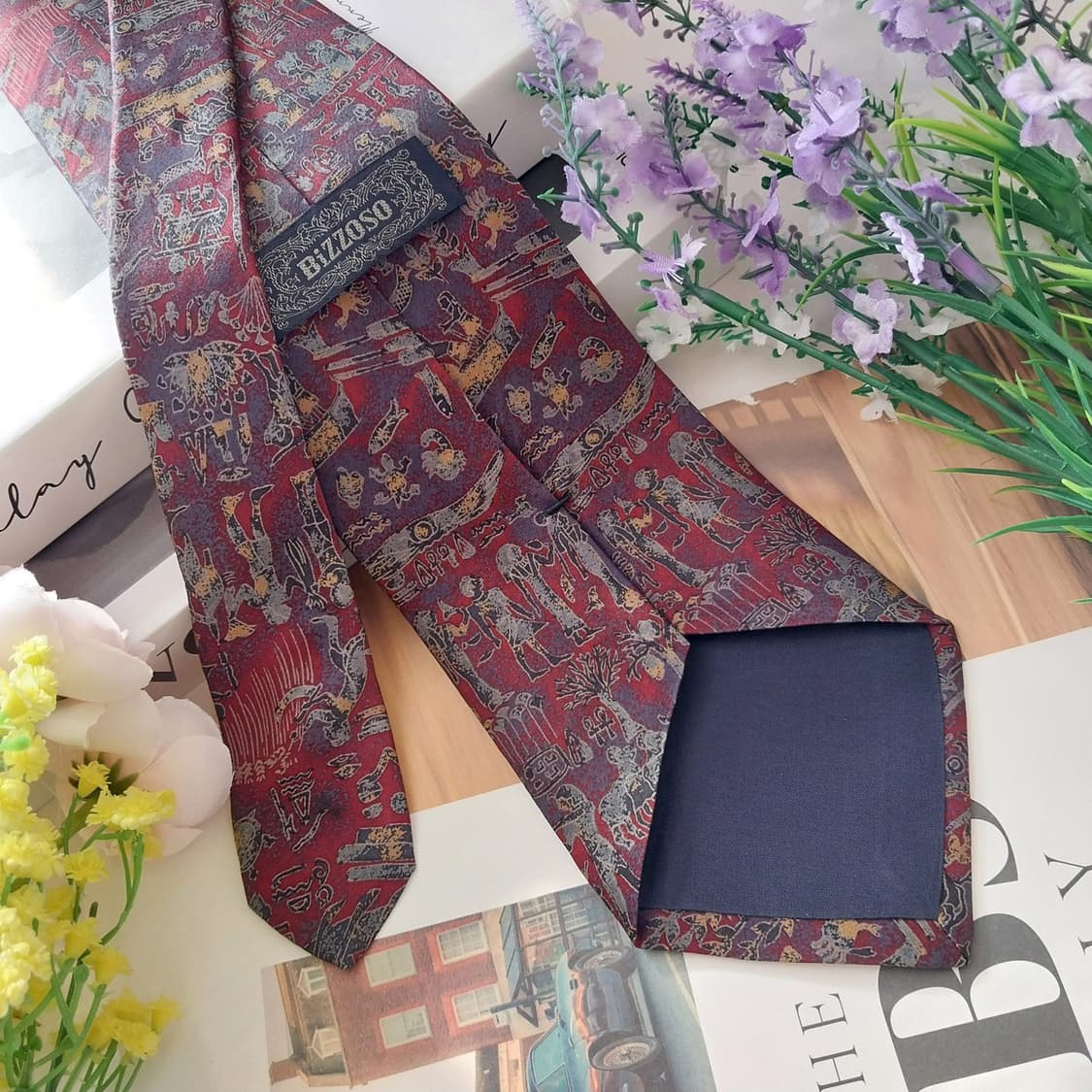 비조소 실크 와인 이집트 패턴 넥타이 9.4cm A+등급 K1313
 상품이미지5