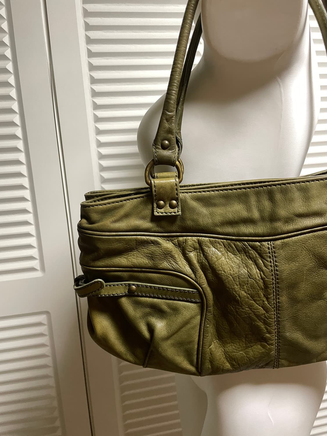 Olive Leather Vintage Shoulder Bag OS 상품이미지7