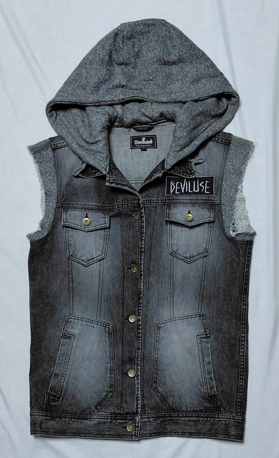 [M] Deviluse(데빌유즈) 펑크 락 후드 데님 베스트 상품이미지2