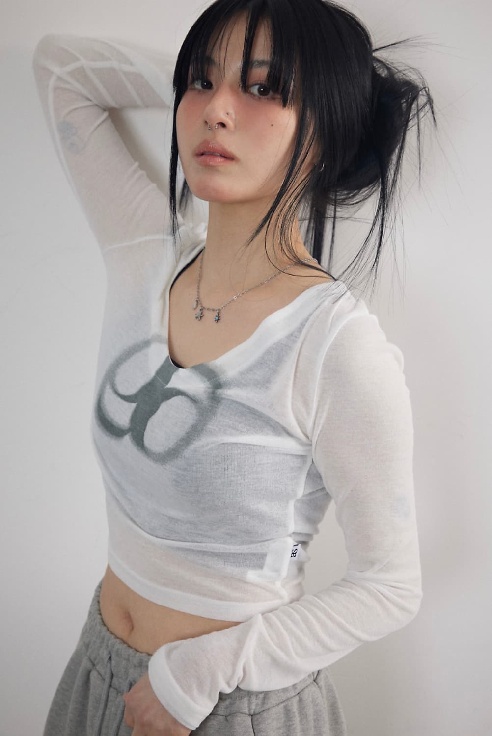 애즈온 씨스루 시스루 티 긴팔 슬리브 상품이미지2