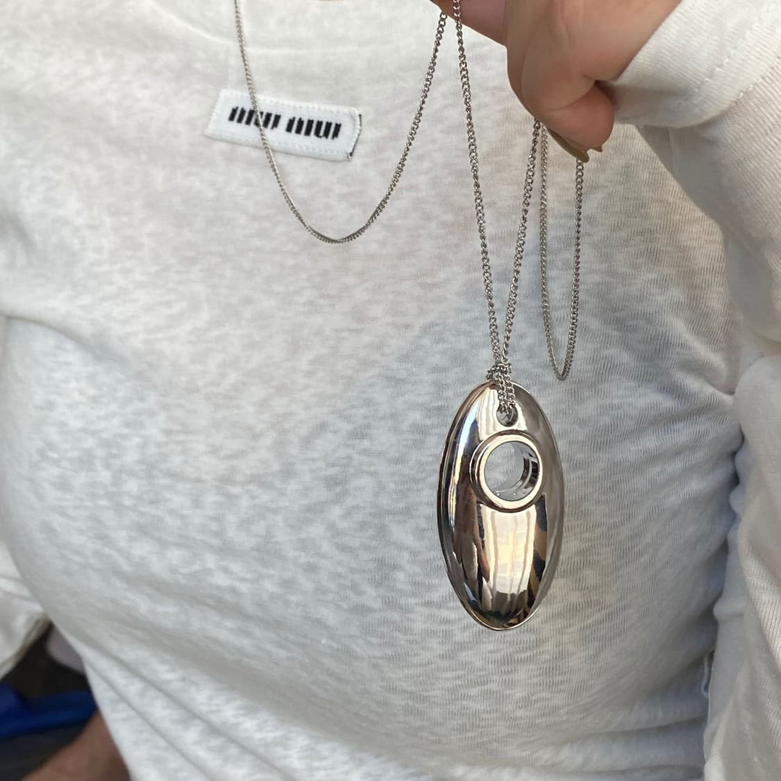 실버 오벌 롱 네크리스 💿 상품이미지7