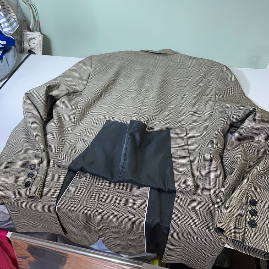 3 XL 낙서울 하운드투스체크 싱글 간절기 블레이져 상품이미지5