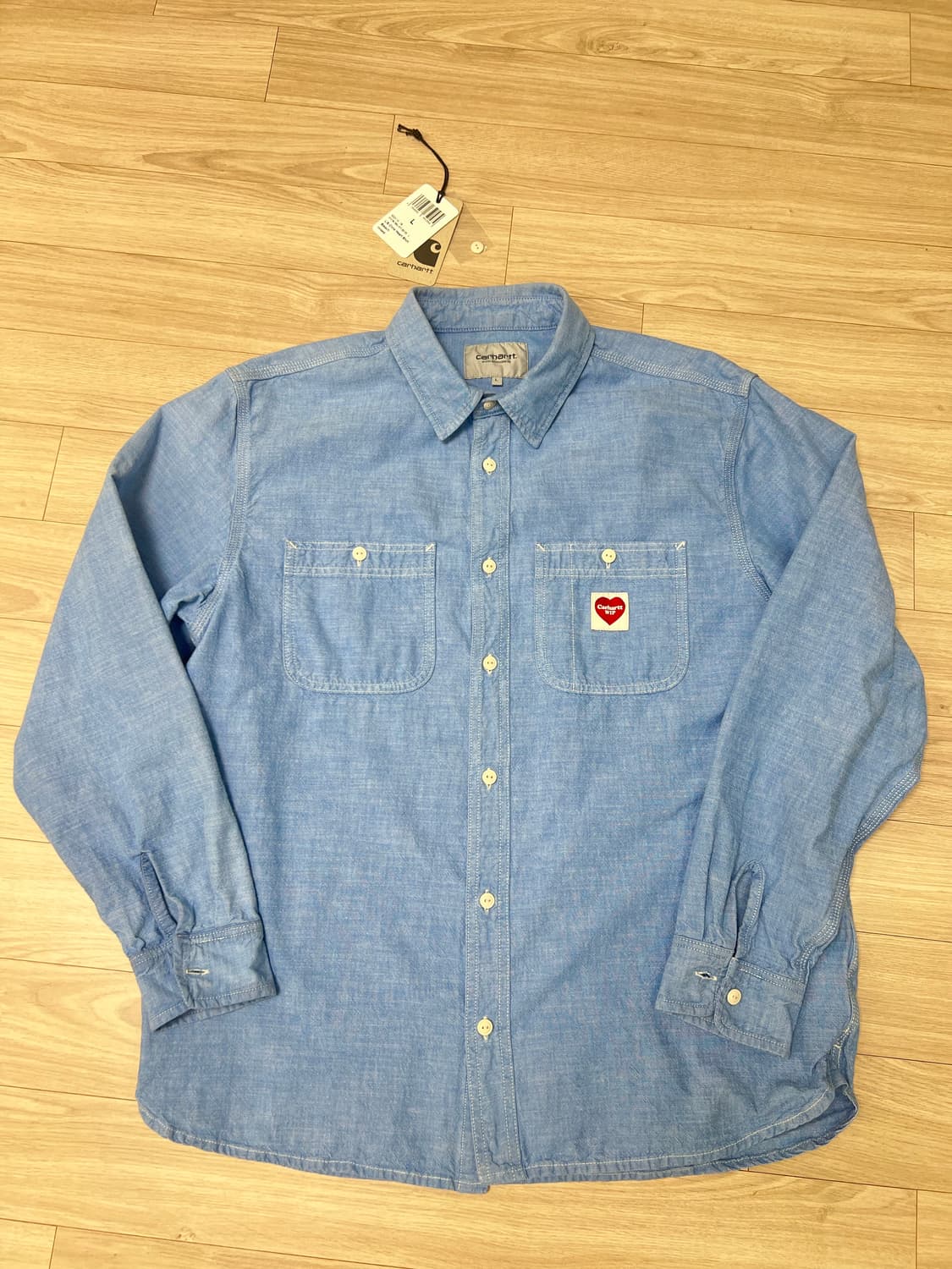 칼하트윕/클링크 하트 셔츠 블리치 린스드(샴브레이 셔츠)/L 상품이미지1