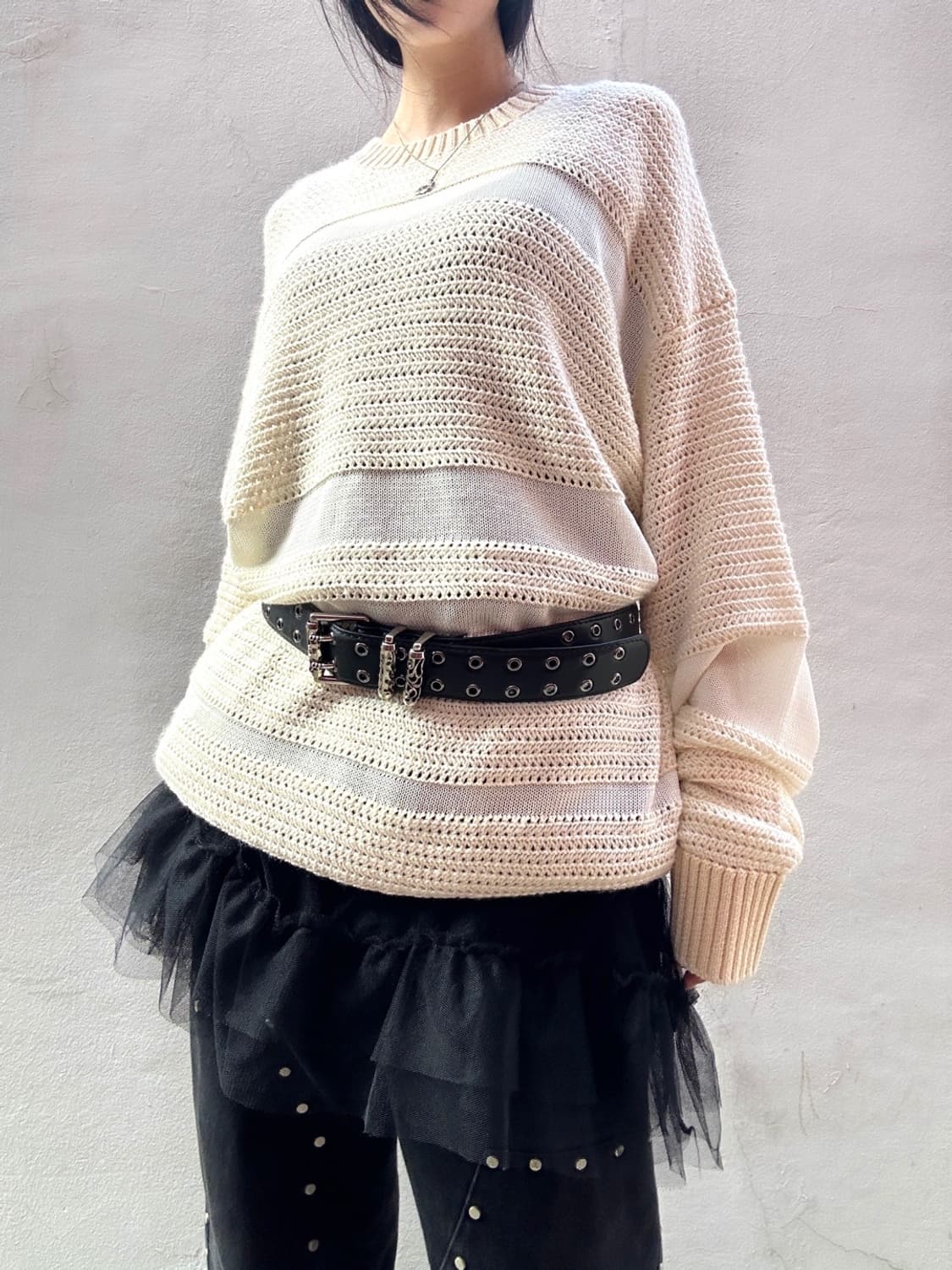 Net pennel loose knit / ivory 상품이미지7