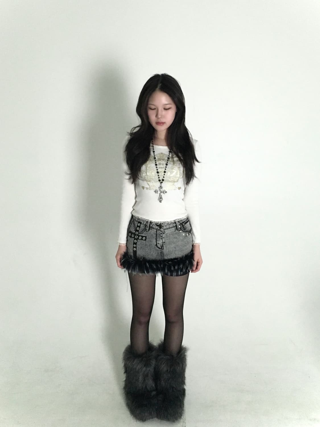 gold lettering white sleeve top 상품이미지8