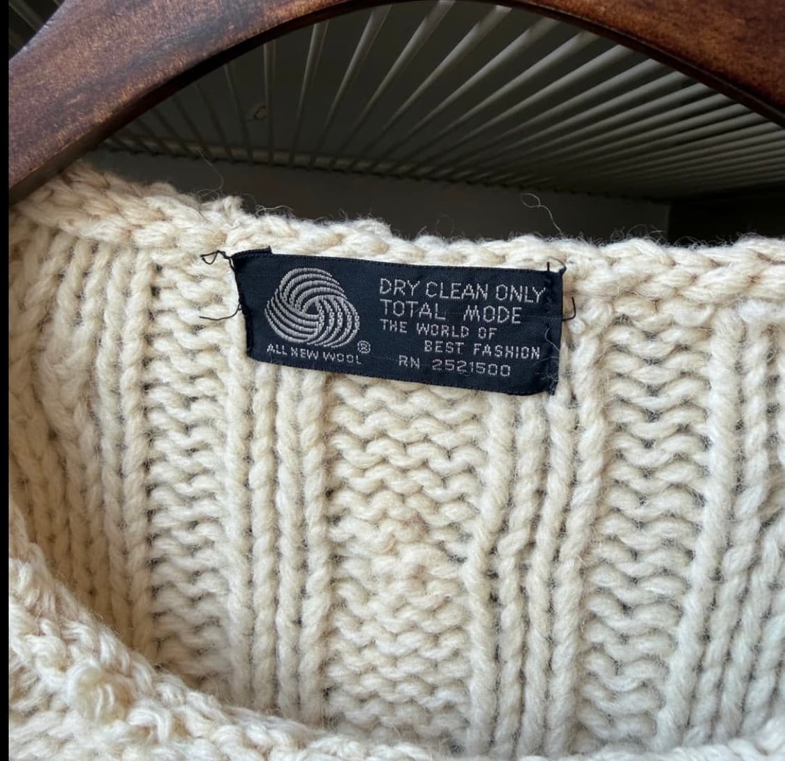 빈티지 아이보리 케이블 폼폼니트 /핸드메이드꽈배기 코이세이오 상품이미지5