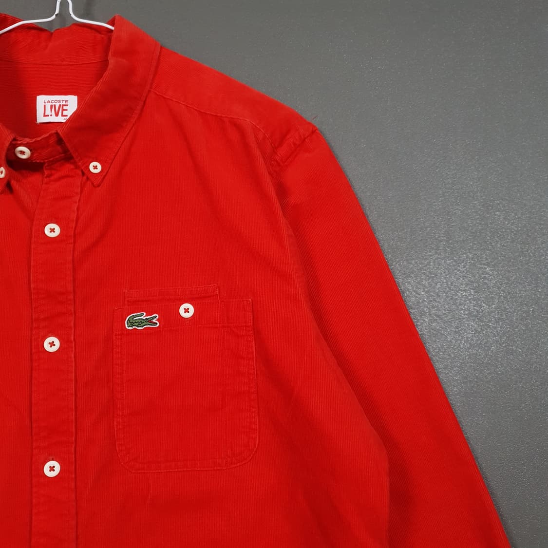 100 (L) 라코스테 라이브 크록 포켓 코듀로이 셔츠 골덴 남방 레드 상품이미지2