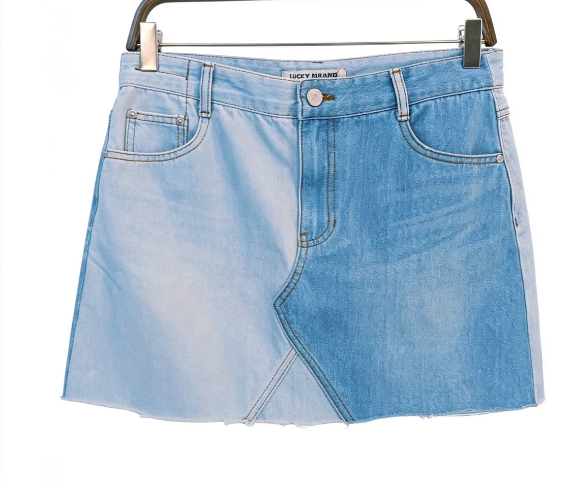 [새상품/택있음] 럭키슈에뜨 / 투톤 비대칭 데님 미니스커트  상품이미지1