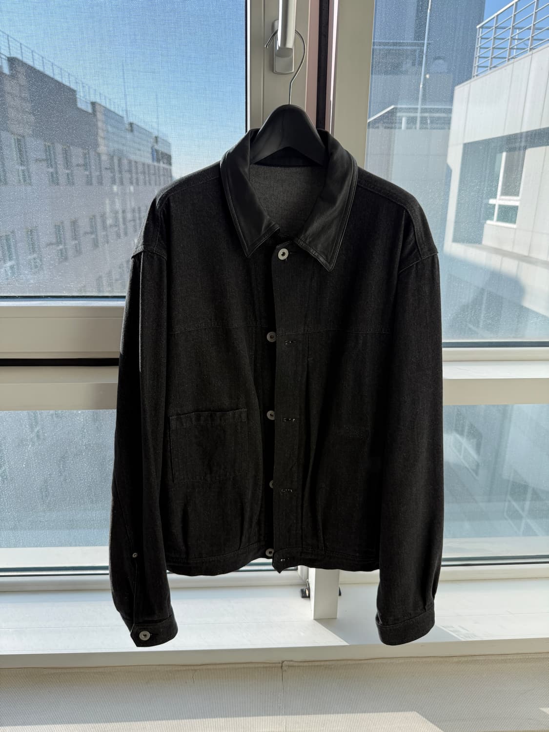 [3]폴리테루 유즈드 트러커 자켓 블랙(레더칼라) 상품이미지1