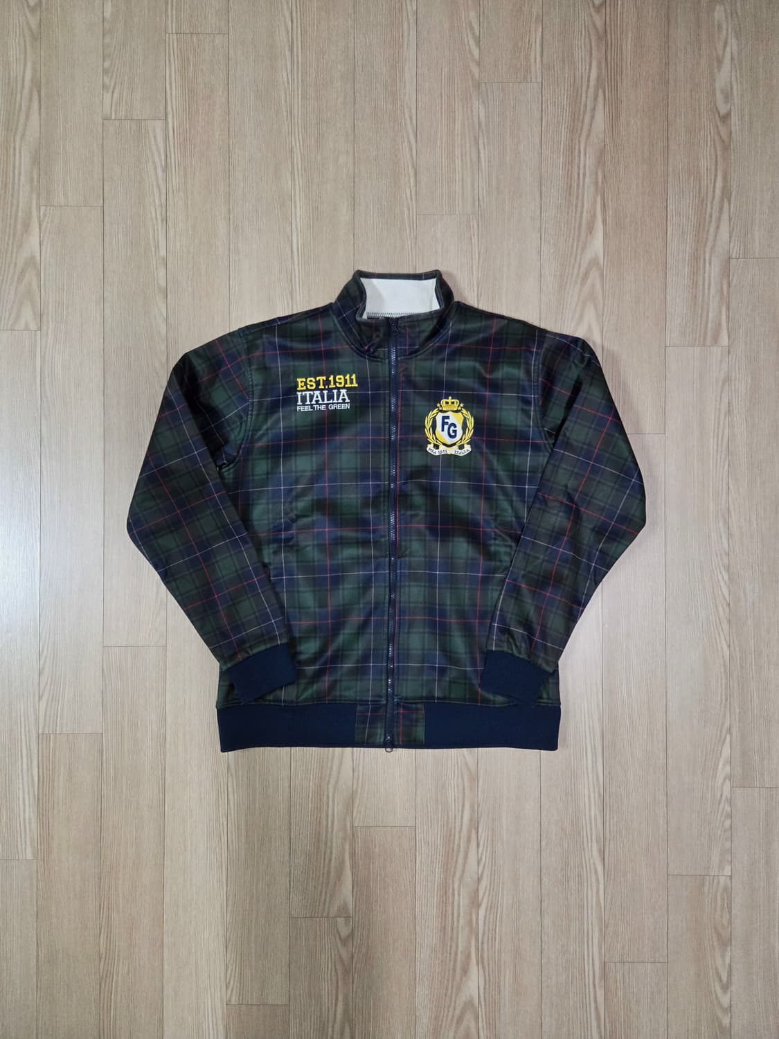 휠라 빈티지 블랙와치 짚업 블루종 재킷 상품이미지1