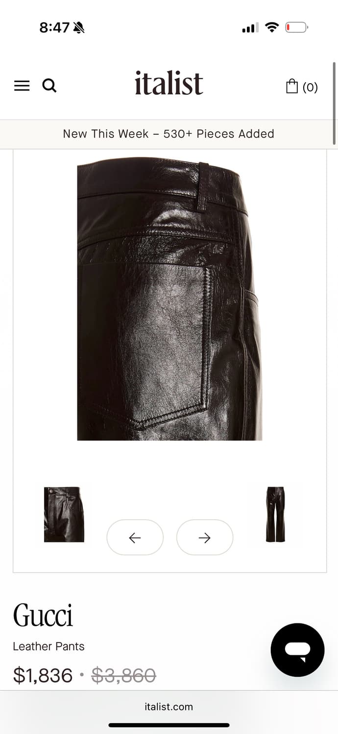 구찌 정품 브라운 레더 팬츠 (46) 상품이미지3