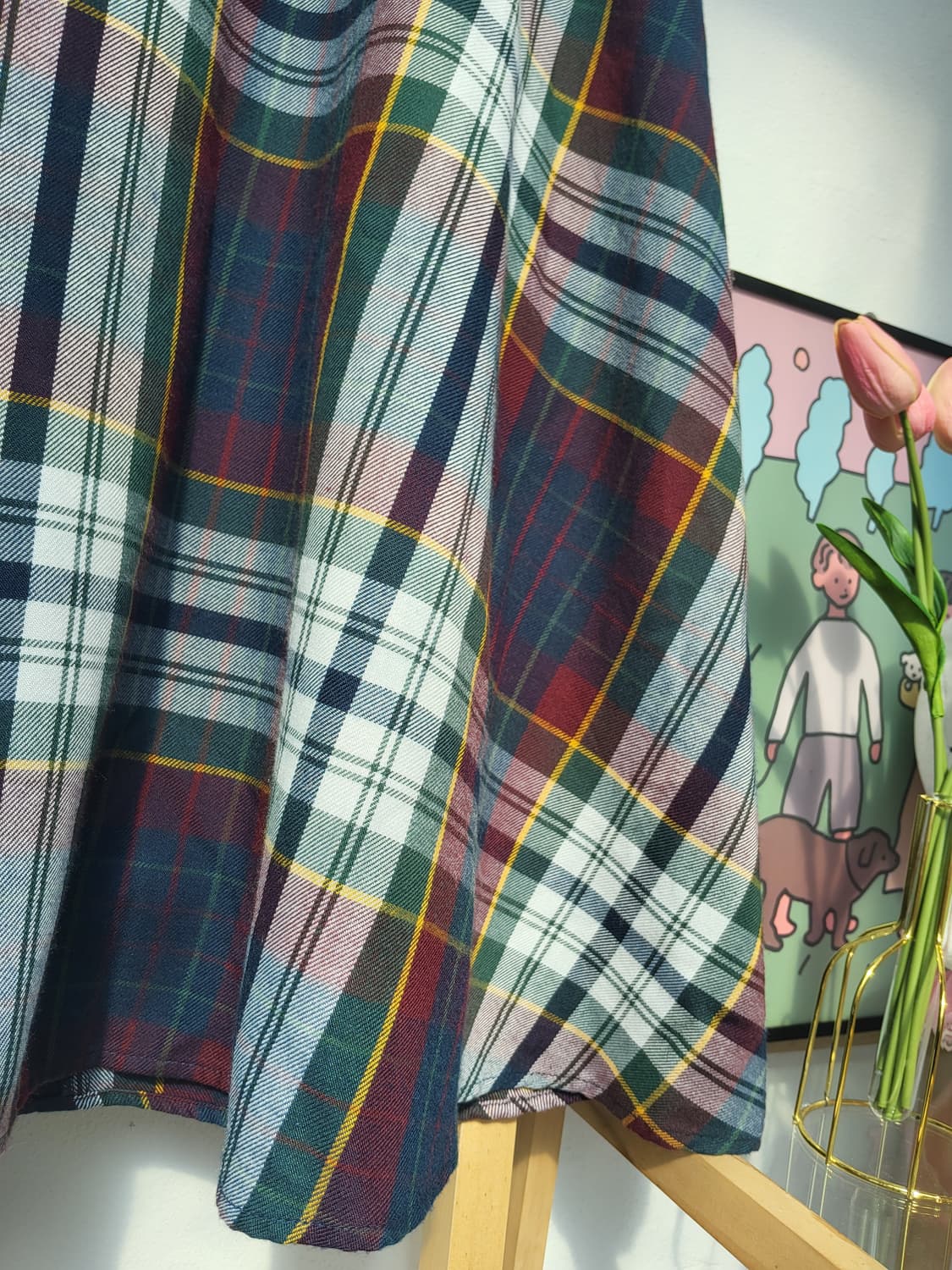 테치치 체크 롱스커트 상품이미지4