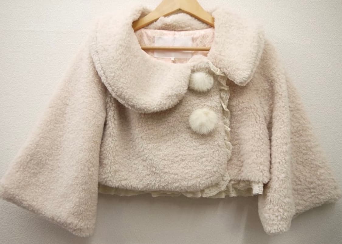 리즈리사 폼폼이 퍼 자켓 볼레로 라떼 히메 갸루 러블리 로걀 모리 빈티지 상품이미지1