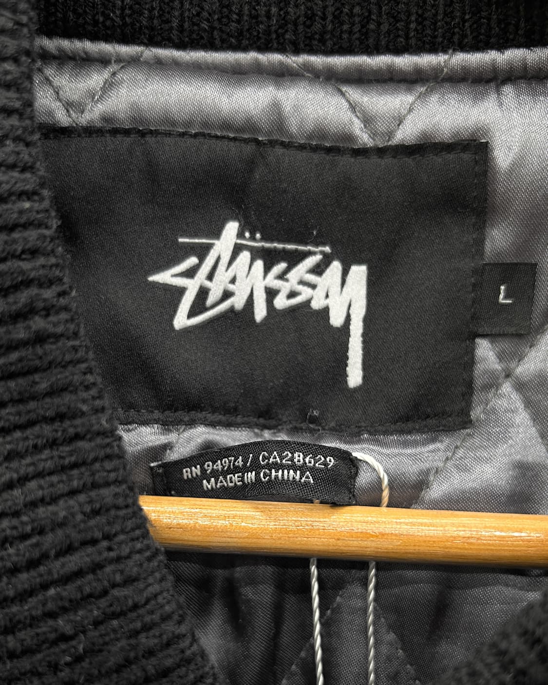 스투시 빅S 레터맨 울 바시티 자켓 블랙 상품이미지4