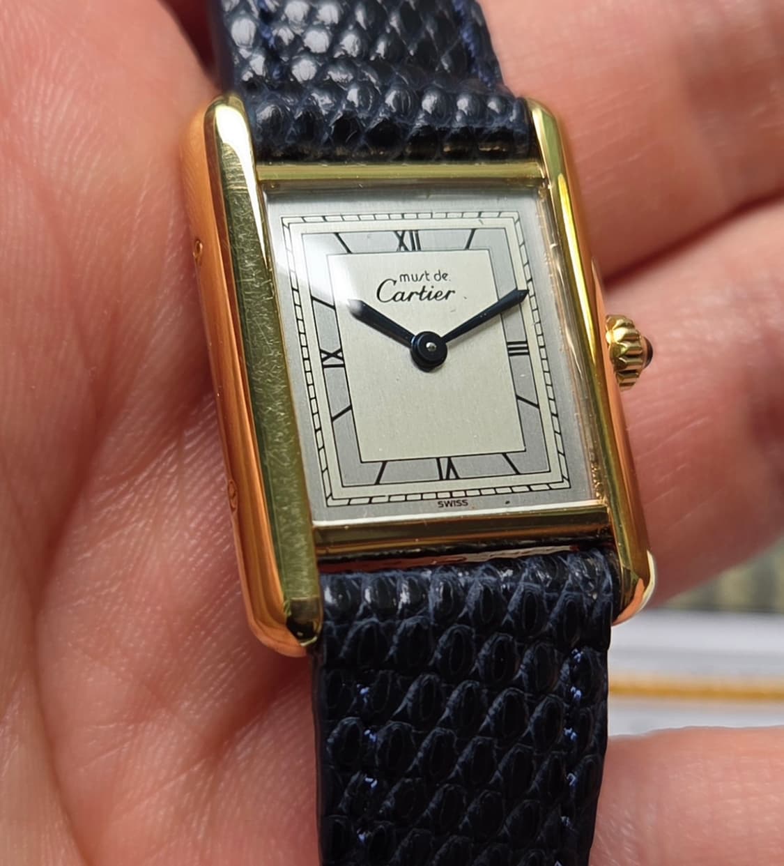 빈티지 까르띠에 머스트드 탱크 오리지널 희귀 실버로만 쿼츠 여성용 (감정 상품이미지8