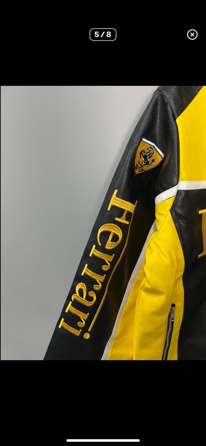 페라리 말보로 패치워크 옐로우 배색 레더 레이싱자켓 A3396 상품이미지5