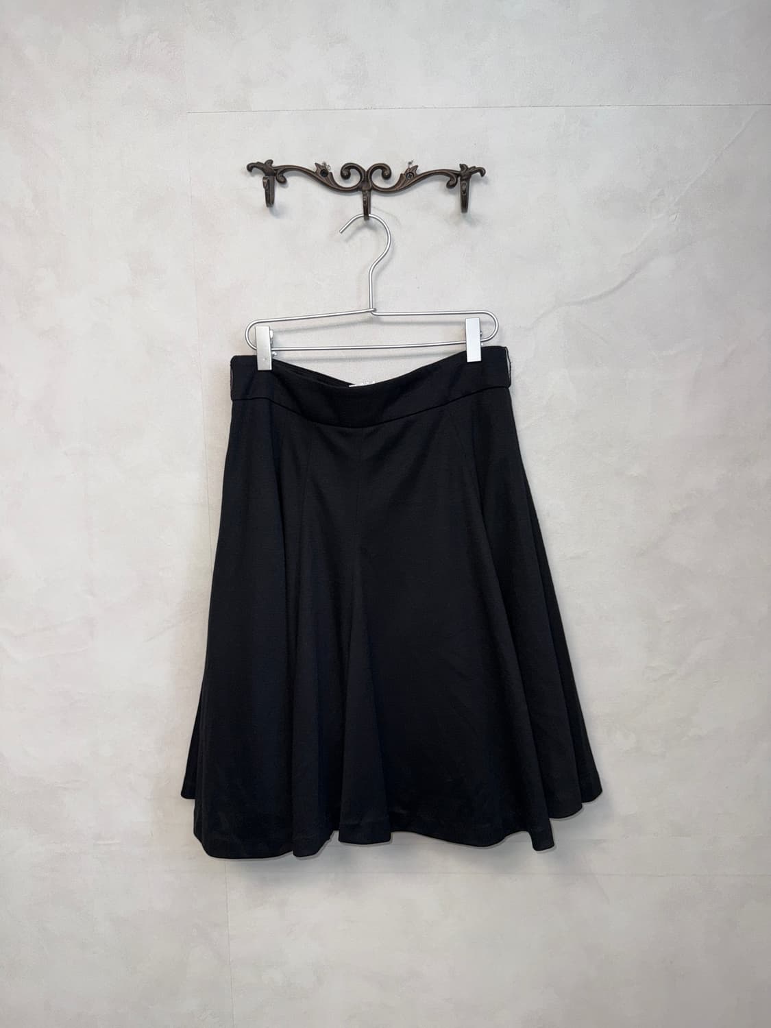 Black unbalanced pleats flare skirt 상품이미지3