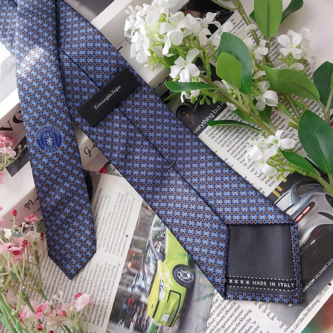 에르메네질도 제냐 실크 블루 패턴 넥타이 8.2cm A+등급 K2164
 상품이미지6