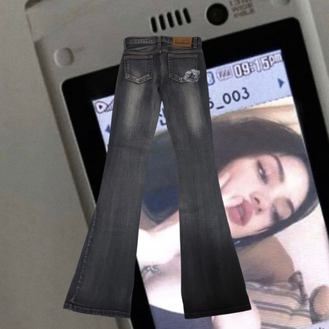 빈티지 오리엔탈 페어리 자수 부츠컷 로우라이즈 팬츠 상품이미지2