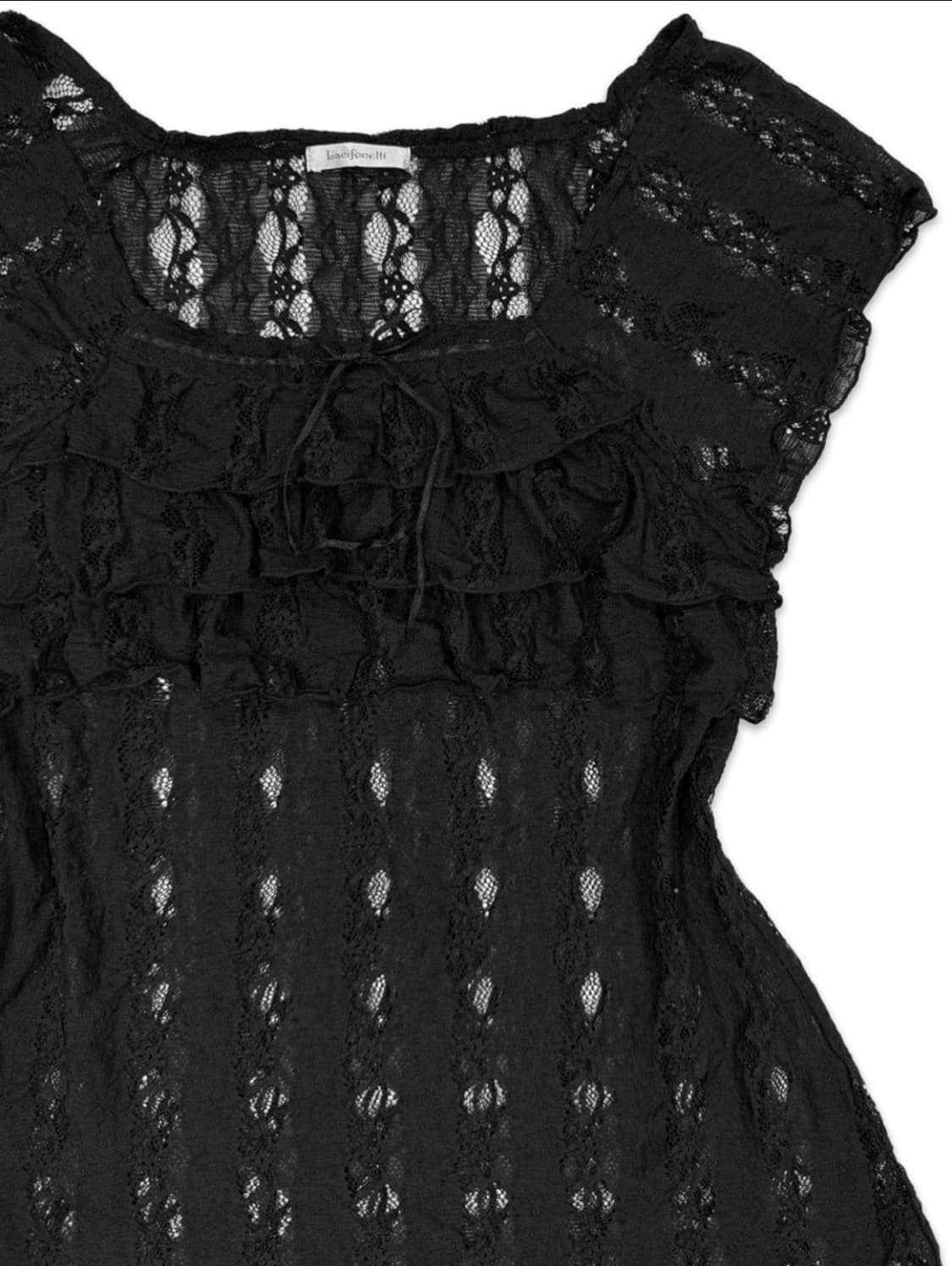 블랙 레이스 프릴 블라우스 상품이미지2