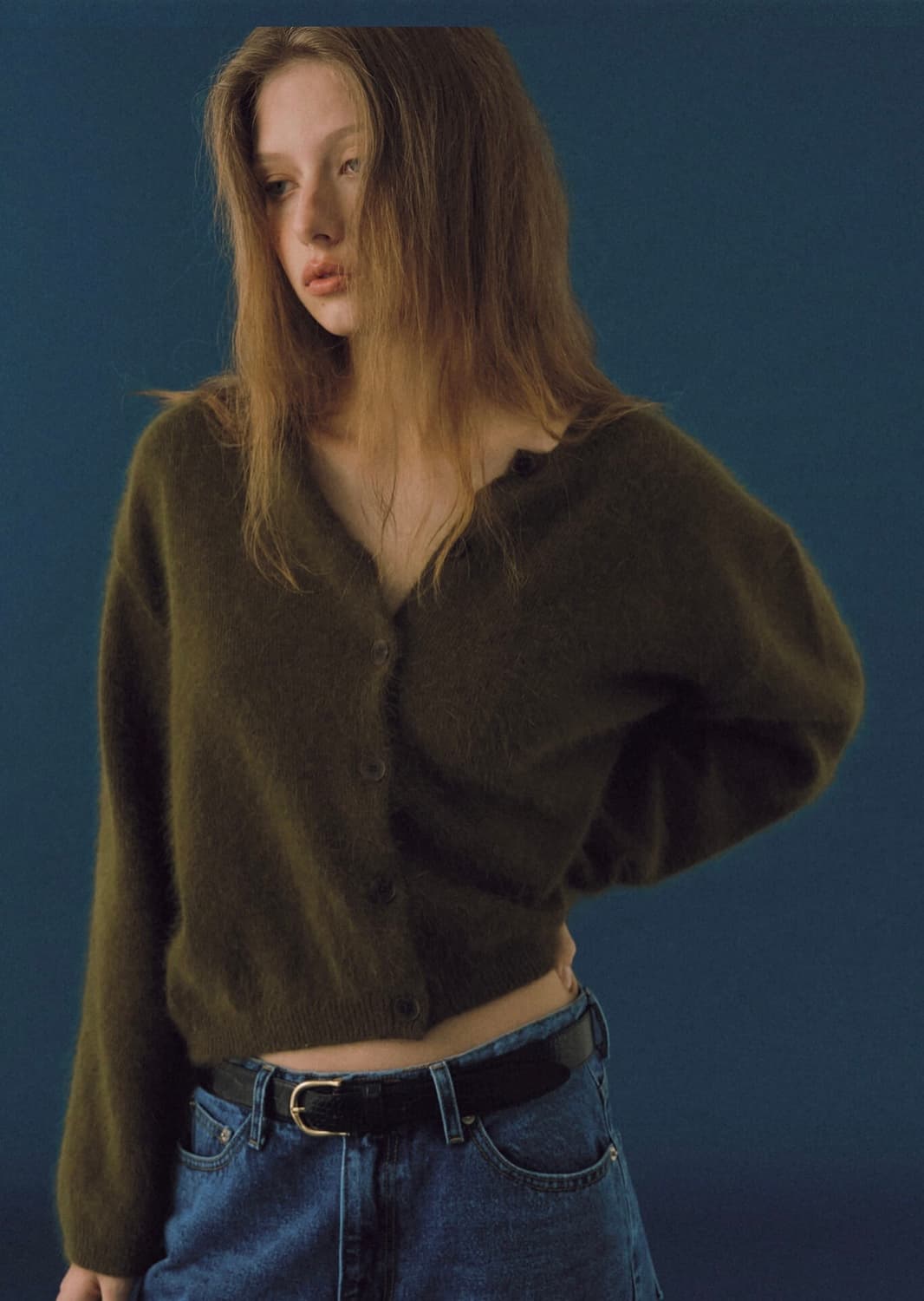 (새상품/택)스무드무드 카키 지나 앙고라 가디건Geena cardigan 상품이미지1