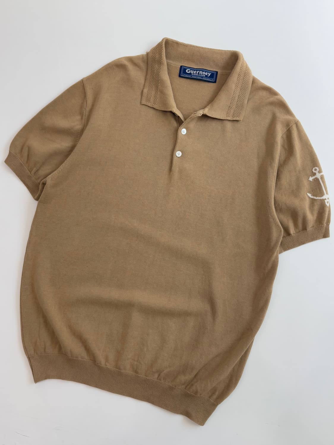 Guernsey Woollens 건지 울른스 코튼 베이지컬러 반팔 카라니 상품이미지2