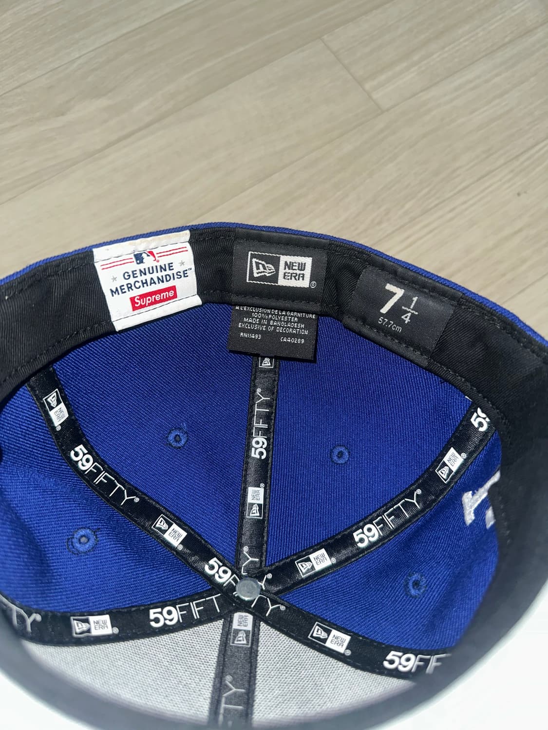 슈프림 x MLB 팀 박스로고 뉴에라 다크 로얄 로스앤젤레스 상품이미지4