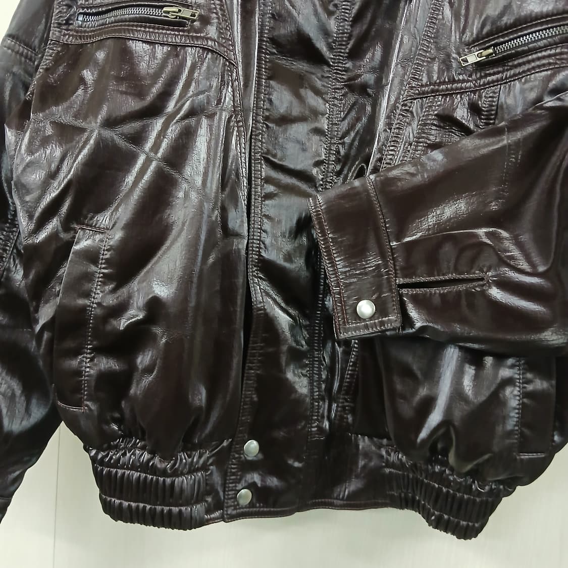 버건디 브라운 레이온 봄버 자켓 상품이미지4